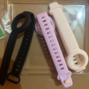 Set of Three AirTag Wrist Bands - Black, Purple, White